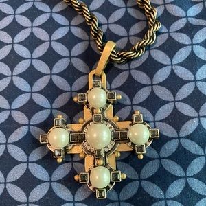 CAbi 2159 Tudor Necklace Gothic Cross w/pearls